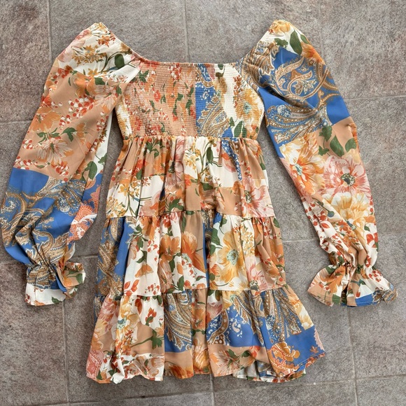 Aura Multicolor Floral Patchwork Dress Size Medium - Picture 5 of 6